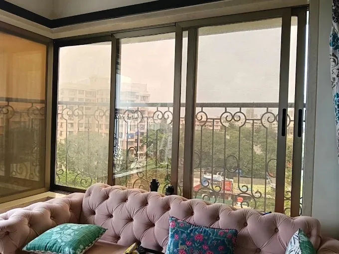 Aluminium sliding window living room Mumbai by Vishwa Windows